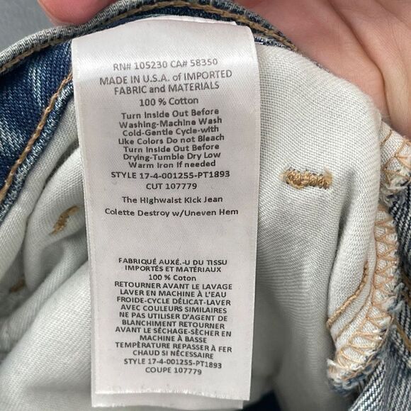 Current Elliott - The High Waist Kick Jean in Colette Destroy w/ Uneven Hem - Picture 8 of 9